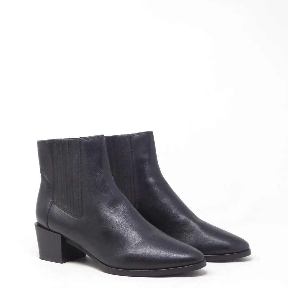 Rag & Bone Womens Rover Bootie Black Leather Pointed Toe Ankle Boots 36.5 / 6.5